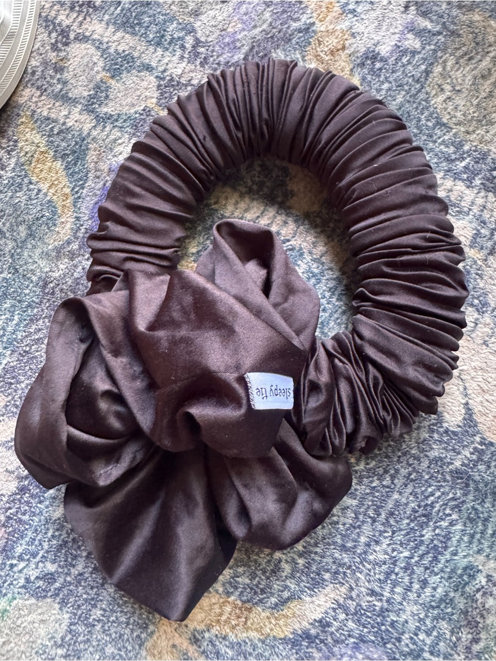 Sleepy Tie Large Black Satin Scrunchie